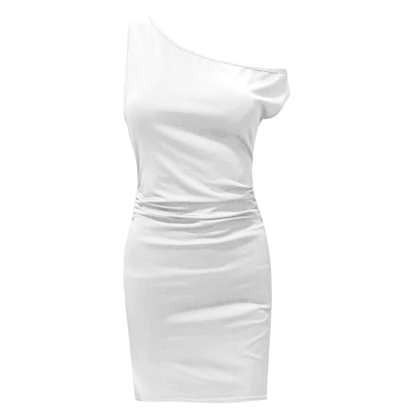 thumbnail image 4 of Vestido ajustado de color liso con hombros descubiertos: cómoda prenda informal de negocios/ropa de playa para el verano con cinturón, lavable a máquina, tallas reales S-XL, 4 of 6